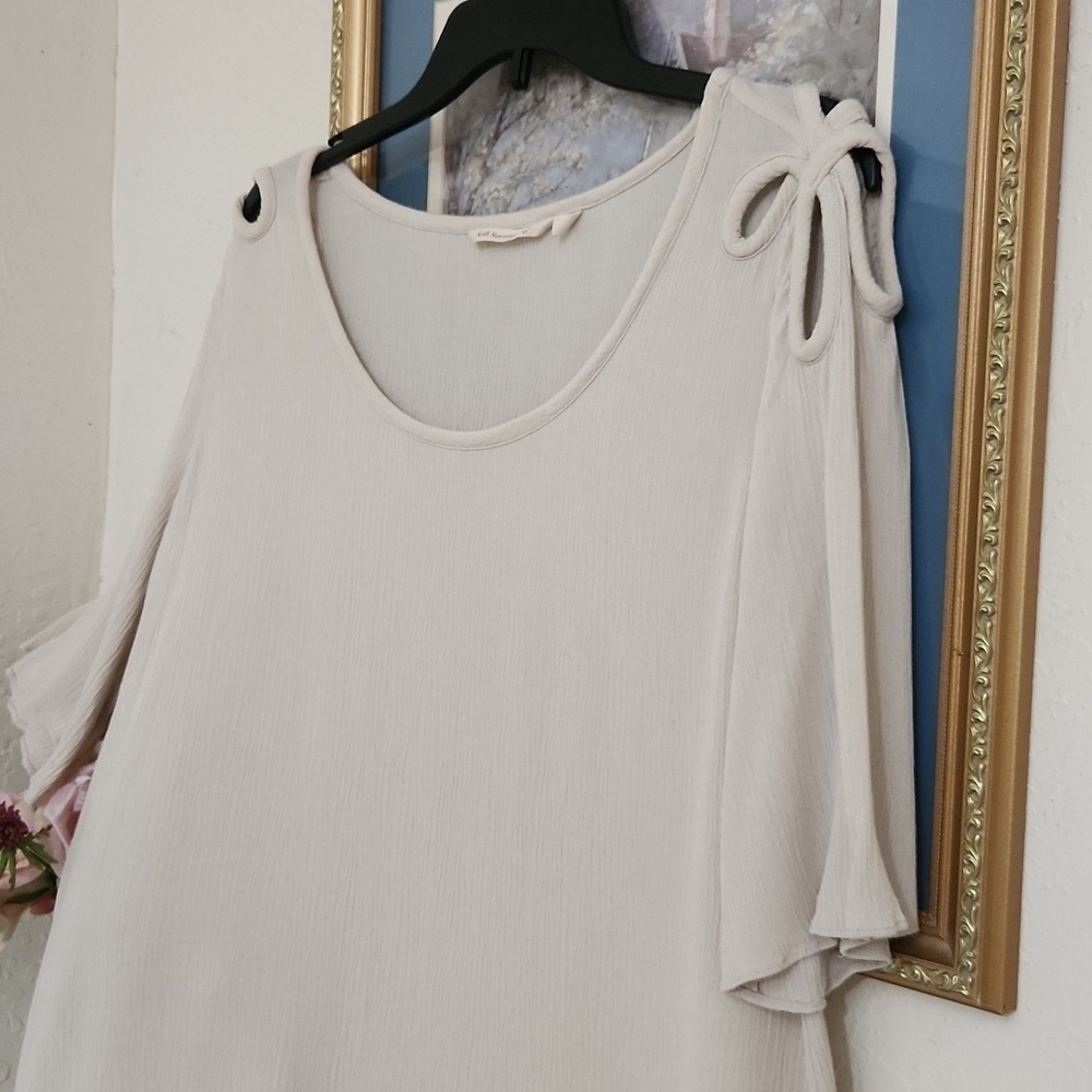 Soft Surroundings Size large Flowy Top With Open Bow Detail Lagenlook Coastal - Picture 2 of 12